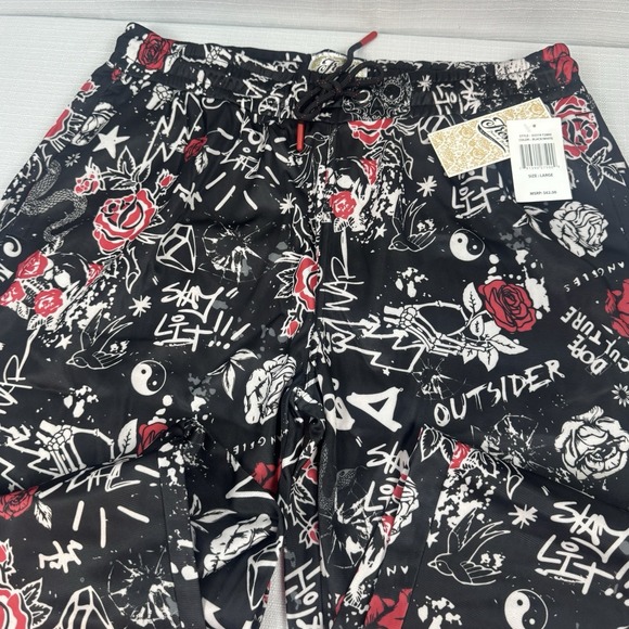 Fresh Prints‎ of Bel-Air Graffiti Rose Skull Drawstring Joggers Size Large New - Picture 3 of 8